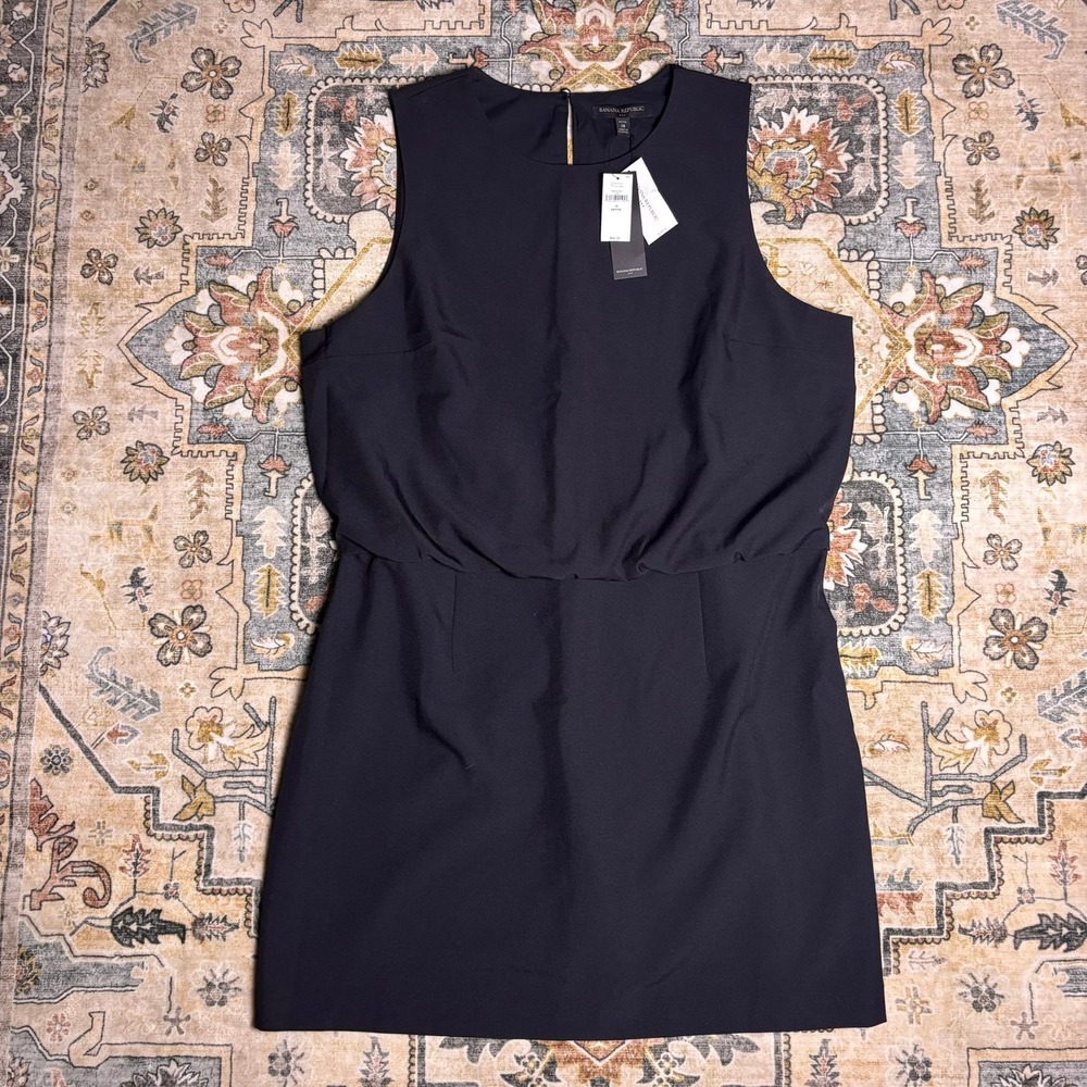 Banana Republic Black Sleeveless Shift Dress Petite 18 NWT Business Office Work